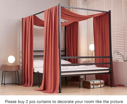 Akiky Montessori Floor Bed Canopy Curtains Linen Canopy for Kids House Bed Canopy Scarf for Toddler Adult Bed Frame Canopy Panel Nursery Room Decor (Twin,Terracotta)