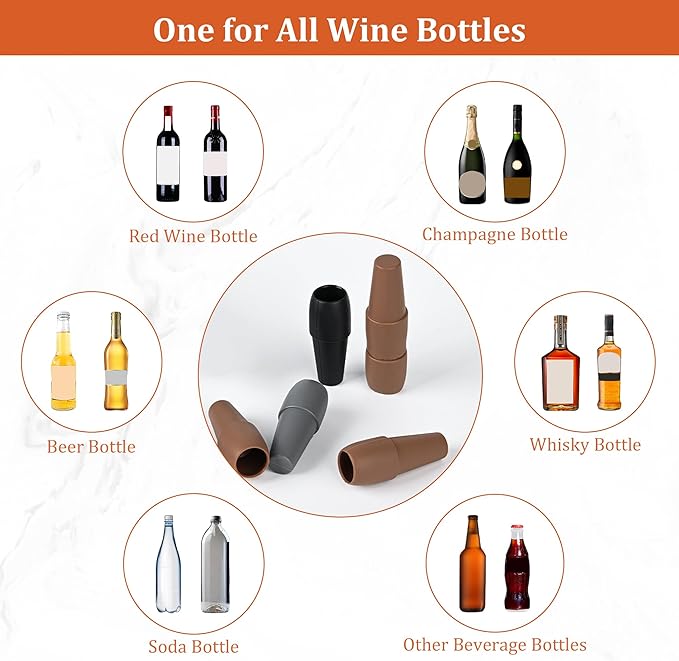 9 Pcs YiRayon Wine Bottle Stoppers, Reusable Silicone Wine Seal Stopper Unbreakable Wine Corks Beverages Beer Champagne Red Wine Bottle Covers to Keep Wine Fresh