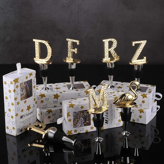 Miicol Wine Bottle Stopper, Prosecco Stopper, Gold Wine Stopper, Personalised Champagne Stopper, Initial Wine Stopper, Funny Prosecco Gift, Wine Lovers Gift, Kitchen Decor, Letter S