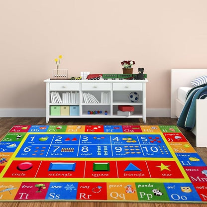 Kids Rug 5x7 Kids Room Rugs for Bedroom Carpet Kids Educational Rug Extra Large Soft Crawling Play Mat for Children Toddlers Classroom Playroom Alphabet Nursery Area Rug