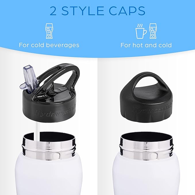 Insulated Stainless Steel Metal Water Bottle with Straw Lid - Vacuum Insulated Water Bottles, Keeps Hot and Cold - Sports Canteen Bottle