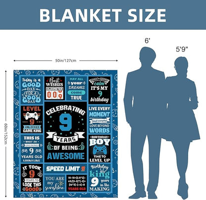 9 Year Old Boy Gifts Birthday Gifts for 9 Year Old Boys, Kids Blanket 50 x 60 Inches Warm Flannel Throw Blankets for Boys 9 Year Old Boy Birthday Gifts Ideas