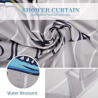 Aimego Extra Long Shower Curtain - Funny Cute Blue Dinosaur Ride A Bike Fun Dino Fabric Cloth Bath Shower Curtain Set with 12 Hooks for Bathroom Decor Accessories Bathtub Curtain, 72"x84"