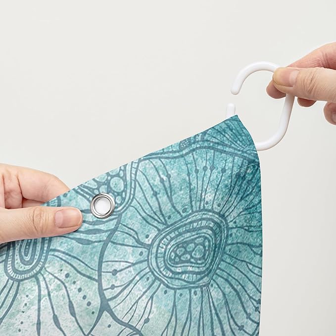 AILONEN Sea Turtle Shower Curtain for Bathroom Teal Blue Ocean Beach Coastal Bath Curtain Decor 72" W*84" H Polyester Fabric Waterproof Bathroom Curtain with 12 Hooks