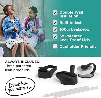 IRON °FLASK Sports Water Bottle - Wide Mouth with 3 Spout Lids - Stainless Steel Gym & Outdoor Bottles for Men, Women & Kids - Double Walled, Insulated Thermos, Metal Canteen - Aquamarine, 18 Oz