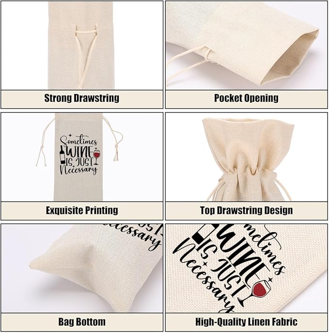 Funny Wine Quotes Wine Bag Wine Tasting Party Supplies for Wine Lovers Women Men Bride Mom Friend Christmas Birthday Wedding Bachelorrette Party Wine Bags