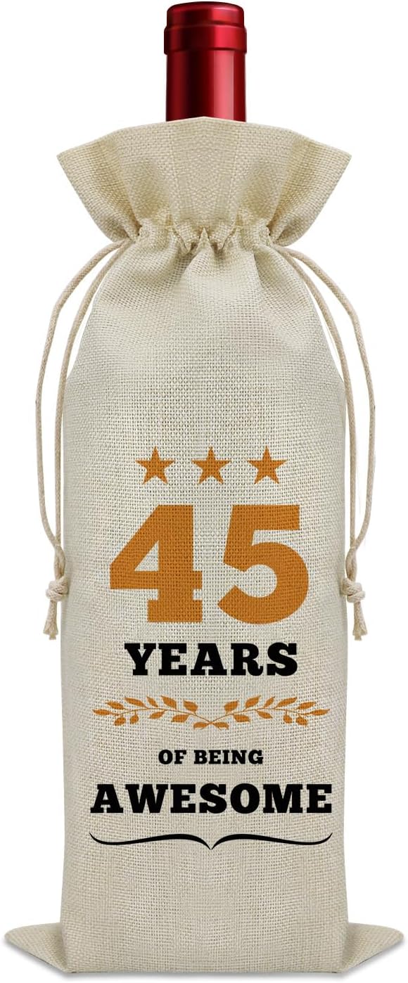 45th Birthday Gifts for Women Men Wine Bag 45 Year Old Birthday Gifts for Her Him 45 Year Work Anniversary Decorations Wine Bottle Decoration Bag Born in 1979 Wine Accessories Gifts for Wine Lovers