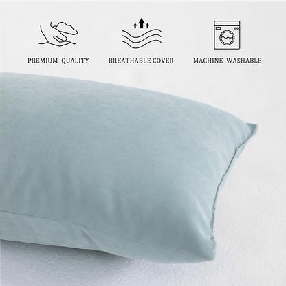 BEDSUM 2 Pack Pillows, 13"x18" Microfiber Pillows for Travel, Pets, Soft and Machine Washable Small Pillows for Neck, Wrist, and Knee Comfort, Sea Green