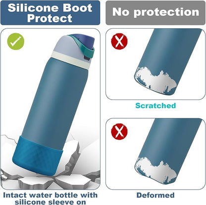 2PCS Silicone Water Bottle Boot for Owala 24oz 32oz 40oz, Anti-Slip Protective Sleeve Bottom Bumper Protector for FreeSip, Twist, and Flip Stainless Steel Water Bottles
