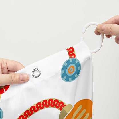 AILONEN Kawaii Robots Shower Curtain,Cartoon Robot Waterproof Fabric Shower Curtain Set for Boys Teens Kids, 60" W*72" H Watercolor Robot Bathroom Decors