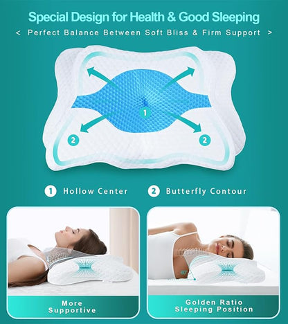 Memory Foam Pillows, Cervical Pillow for Neck and Shoulder Pain Relief, Ergonomic Contour Bed Pillow, Soft for Side Sleep Stomach Sleeping and Back Sleeper…