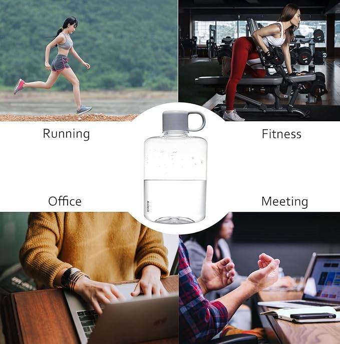 Portable Flat Water Bottle,12 oz BPA Free Plastic Travel Water Bottle for Camping, Fitness, Outdoor Sports, Fits Purse and Pocket - Clear (white)