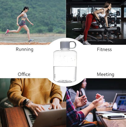 Portable Flat Water Bottle,12 oz BPA Free Plastic Travel Water Bottle for Camping, Fitness, Outdoor Sports, Fits Purse and Pocket - Clear (grey)
