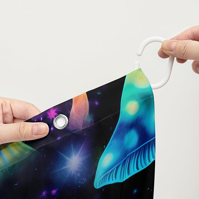 AILONEN Colorful Magic Mushroom Shower Curtain,Natural Fungal Plants Shower Curtain Set for Bathroom,Boho Style Waterproof Fabric Bath Curtain for Kids Girls, 72" W*96" H