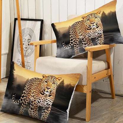 AILONEN Leopard Fitted Sheet Set Twin XL Size, 3D Cheetah Printed Bed Sheet Set,Wildlife Bedding Leopard Sheet Set,Wild Animal Leopard Bed Sheet Set Boys Fitted Sheet with 2 Pillowcases,3 Pieces