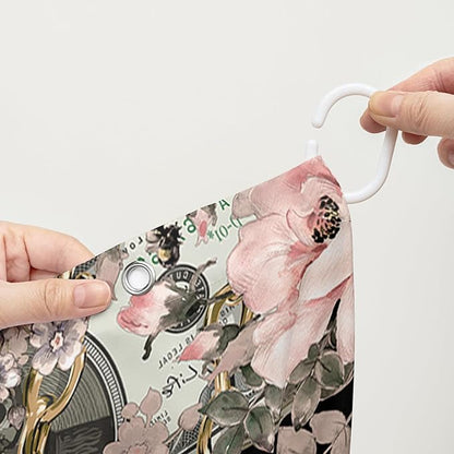 AILONEN Sugar Skull Shower Curtain for Bathroom,Romantic Rose Flower Bath Curtain for Girls Women,Money Skull Skeleton Print Waterproof Curtain with 12 Plastic Hooks, 72" W*78" H