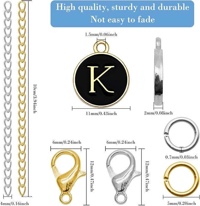 6PCS Letter Charm Accessories for Stanley Cup, Name ID Letter Handle Charm for Stanley Handle Identification Letter Pendant Handle Decoration for Stanley Tumbler Charms (Letter K)