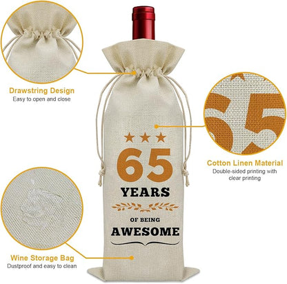 65th Birthday Gifts for Women Men Wine Bag 65 Year Old Birthday Gifts for Her Him 65 Year Work Anniversary Decorations Wine Bottle Decoration Bag Born in 1959 Wine Accessories Gifts for Wine Lovers