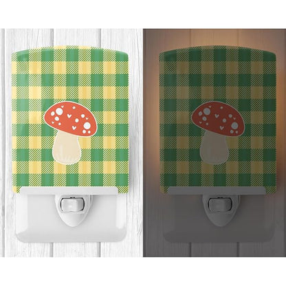 Caroline's Treasures BB6938CNL Mushroom Ceramic Night Light Compact, UL-Certified, Ideal for Bedroom, Bathroom, Nursery, Hallway, Kitchen, 6x4x3, Multicolor