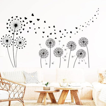 Cherry Blossom Tree Wall Decals, Butterfly Wall Stickers, Pink Flowers Wall Stickers, Removable Vinyl Wall Decor Mural Art for Baby Nursery Bedroom & Living Room Decoration (Zhai-Fly Dandelion 03)