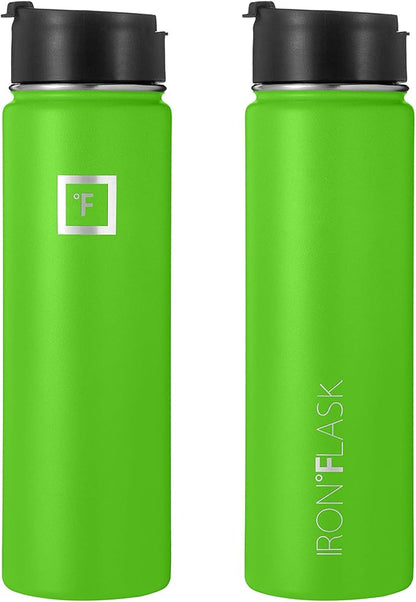 Iron Flask Sports Water Bottle - 22 Oz, 3 Lids (Straw Lid), Vacuum Insulated Stainless Steel, Hot Cold, Modern Double Walled, Simple Thermo Mug, Hydro Metal Canteen (Kiwi Green)