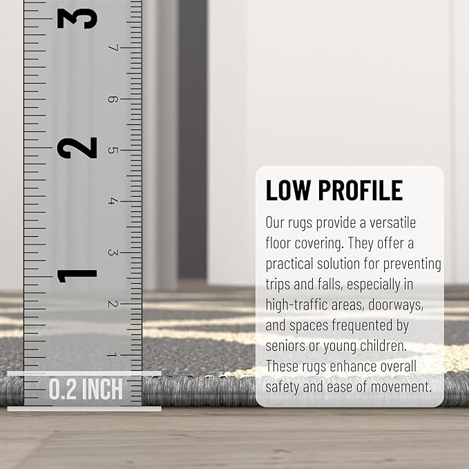 Machine Washable Moroccan Trellis Design Non-Slip Rubberback 3x5 Traditional Indoor Area Rug for Living Room, Bedroom, Kitchen, 3'3" x 5', Gray