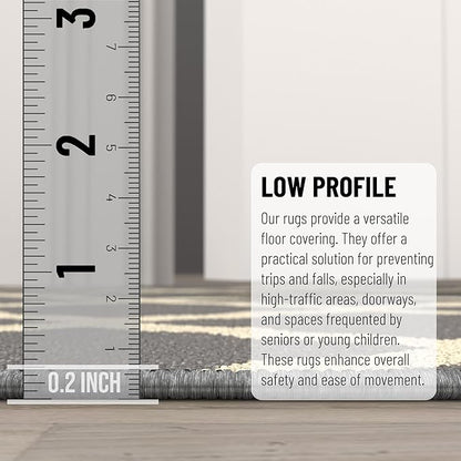 Machine Washable Moroccan Trellis Design Non-Slip Rubberback 3x5 Traditional Indoor Area Rug for Living Room, Bedroom, Kitchen, 3'3" x 5', Gray