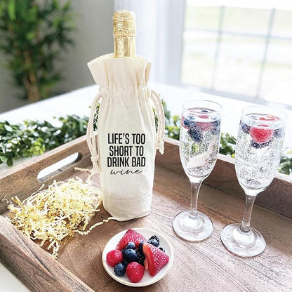 Andaz Press Mothers Day Wine Bag, Life's Too Short To Drink Bad, Mothers Day Wine Bottle Cover, Mother's Day Gifts, Canvas Wine Gift Bag Champagne Bottle Bag Wine Bags For Wine Bottles Gifts 1-Pack