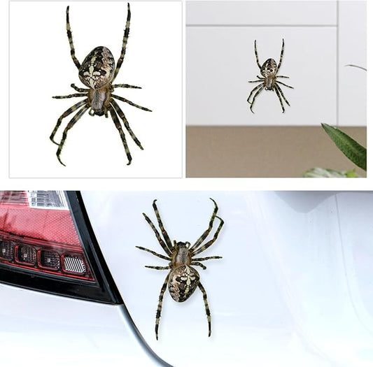 Large Realistic Spider Window Stickers, Indoor Outdoor Vinyl Stickers, Car Window Stickers for Windows Cars Laptops Motorcycles Trucks Walls (8.2" x 8.2")
