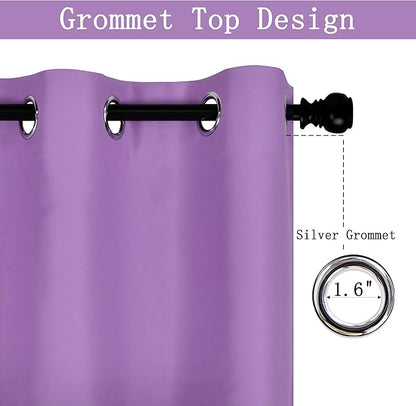 Light Purple Valance for Kitchen Windows Solid Lavender Grommet Top Blackout Valance Window Treatment for Living Room Short Straight Drape Valance for Bedroom Kids Room 100X18 1 Panel Lilac
