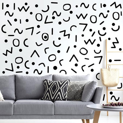 Black Line Wall Decals Vinyl Lines Wall Decals Peel and Stick Wall Stickers Vintage Abstract Geometric Wall Decals Modern Wall Stickers for Bedroom Living Room Decor