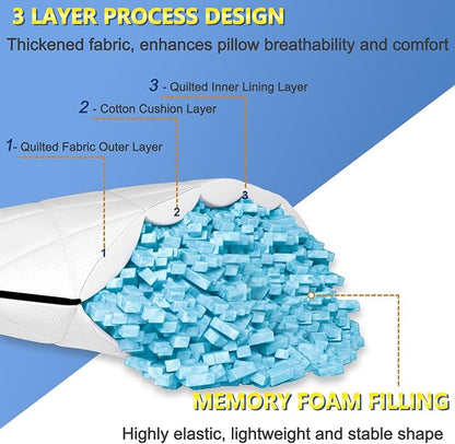 AS AWESLING Soft Pillows for Sleeping - Shredded Memory Foam Bed Pillows Set of 2 for Side Back Stomach Sleepers (Queen(20 * 30 inches))