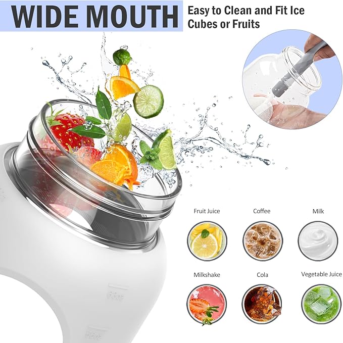 84oz Glass Water Bottle with Stainless Steel Handle,2.5L Gallon Water Bottle With 2-IN-1 Straw Lid, Silicone Sleeve and Motivational Capacity Marker, Wide Mouth Water Jug For Gym, Workout, White