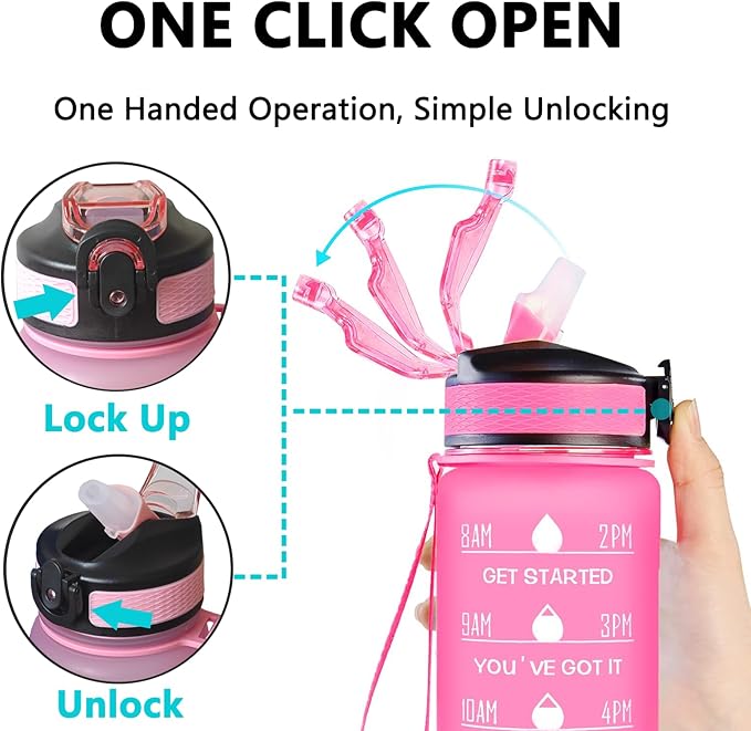 German Shepherd Mom Water Bottle with Straw, Carry Strap, LeakProof, Tritan BPA Free, 32 Oz Motivational Water Bottle with Time Marker to Drink Enough Water for Gym Fitness Outdoor