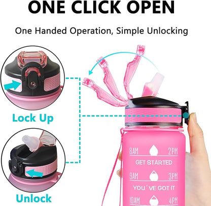 German Shepherd Mom Water Bottle with Straw, Carry Strap, LeakProof, Tritan BPA Free, 32 Oz Motivational Water Bottle with Time Marker to Drink Enough Water for Gym Fitness Outdoor