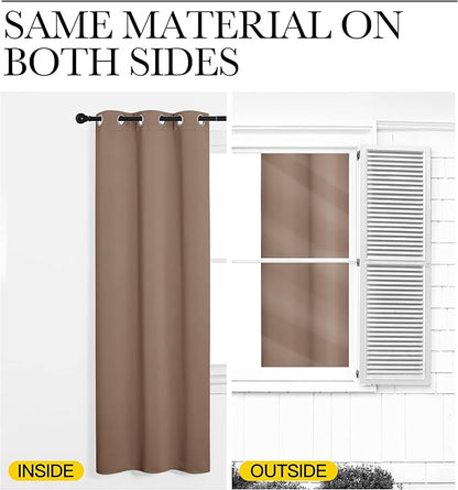 NICETOWN Blackout Window Curtains and Drapes for Kitchen, Window Treatment Thermal Insulated Solid Grommet Blackout Drapery Panels (Set of 2 Panels, 34 by 63 Inch, Cappuccino)