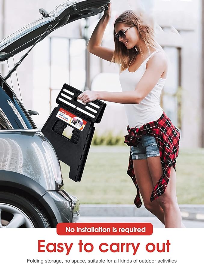 ACSTEP 13“ Folding Step Stool for Adults 1 Pack,Holds Up to 330 lbs, Thicken Plastic Folding Step Stool is Sturdy Enough to Support Adults and Safe Enough for Kids .Black