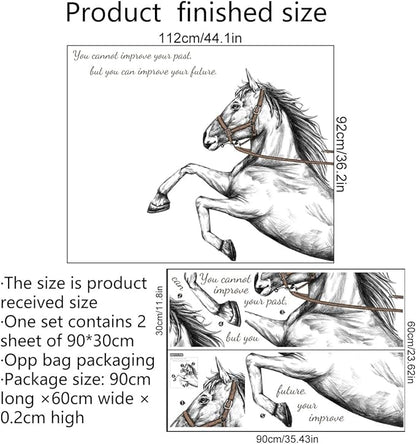 Inspirational Horse Wall Decals - Leaping & Standing Designs - 90x30cm Sheets, Perfect for Motivational Decor