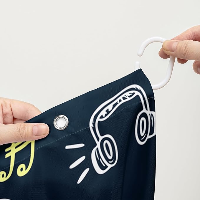 AILONEN Graffiti Note Music Shower Curtain,Hip Hop Music Art Bath Curtain Minimalist Bathroom Curtain 72" W*84" H Polyester Waterproof Bathroom Curtain with 12 Hooks