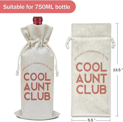 Aunt Wine Bag, Aunt Gift Birthday Gifts for Women Aunt Auntie Sister Bestie Friends, Party Favor Wine Champagne Gift Bag With Drawstring -08