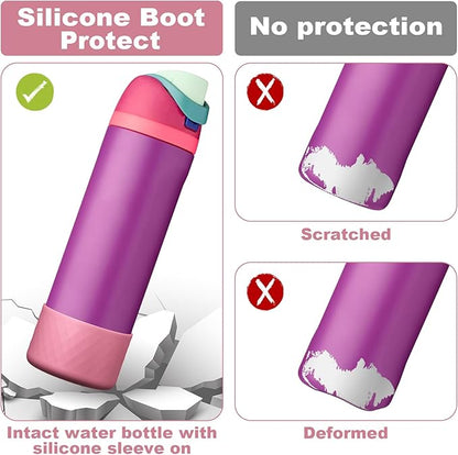 2PCS Silicone Water Bottle Boot for Owala 24oz 32oz 40oz, Anti-Slip Protective Sleeve Bottom Bumper Protector for FreeSip, Twist, and Flip Stainless Steel Water Bottles