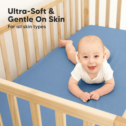 2-Pack Waterproof Crib Sheets for Boys, Girls - Viscose Derived from Bamboo Crib Sheets Neutral, Crib Mattress Protector Sheet, Soft Toddler Bed Sheets, Fitted Baby Crib Sheets Girl, Boy (Slate)