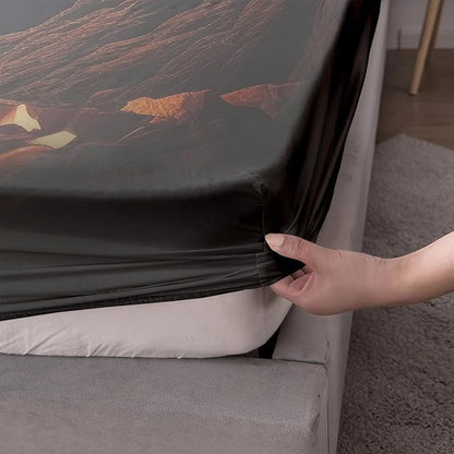 AILONEN Girls Wolf Fitted Sheet Set Twin XL Size, 3 Pieces Bedding Set Red Rose Wolf Sheet Set for Women Teen Kids,Wildlife Bed Sheet Set Wolf Fitted Sheet with 2 Pillowcases