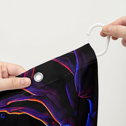 AILONEN Mushroom Skull Shower Curtain for Bathroom,Purple Mushroom Skull Bath Curtain,Fantasy Fairy Skull Skeleton Decoration Bathroom Waterproof Shower Curtain with 12 Plastic Hooks, 72" W*72" H