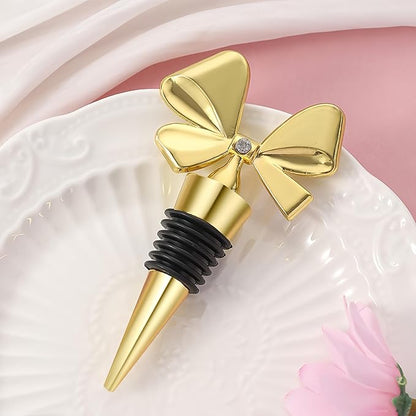 3 Pack Bowknot Wine Bottle Stoppers, Holiday Decor - zinc alloy Decorative Wine Stoppers - Wine Gift for Hostess - Cute Wine and Beverage Corker Bottle Sealers Women's Day gifts