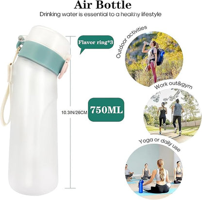 Air Water Bottle,750ML Scent Water Cup with 3 Flavour Pods,Leak Proof Sports Water Cup with Straw Suitable for Outdoor Sports,Gifts From Friends, Birthday Gifts (New White + 3pods)