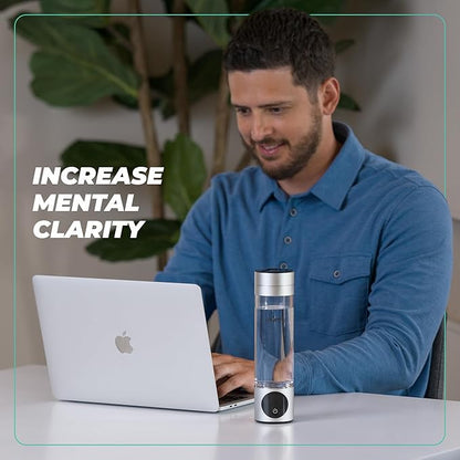 9.5 Oz Hydrogen Water Bottle Generator - Easy to use Portable Water Tumbler with advanced SPE/PEM Technology - Purification Vent - 3000ppb Pure Hydrogen