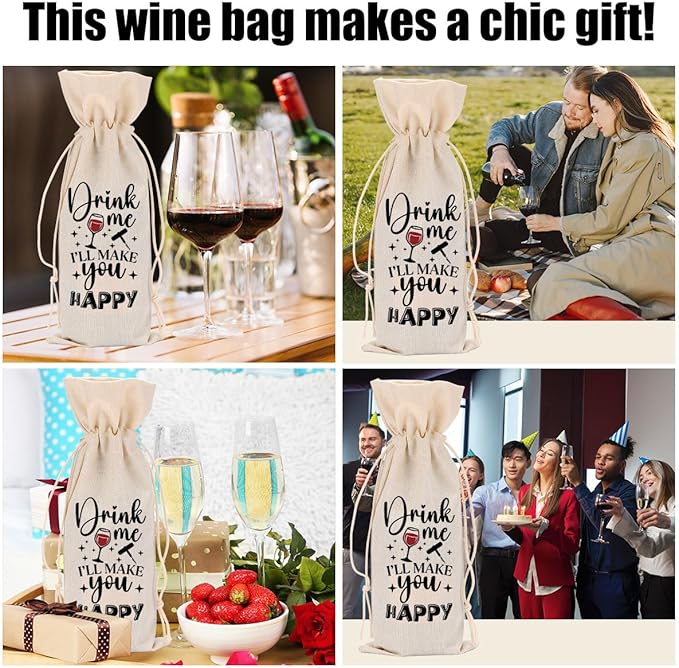 Funny Wine Quotes Wine Bag Wine Tasting Party Supplies for Wine Lovers Women Men Nana Groom Friend Christmas Birthday Wedding Bachelorrette Party Wine Bags