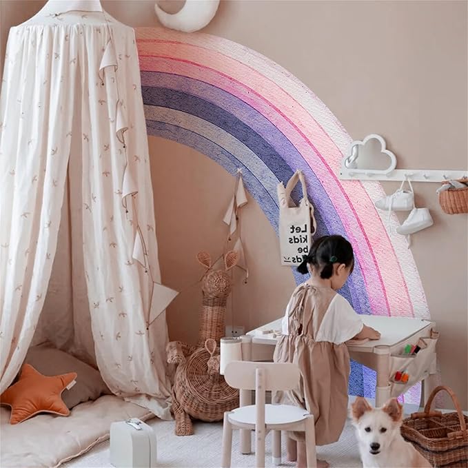 Waterproof Removable Vinyl Huge Rainbow Wall Decal Sticker for Nursery Kidsroom School Classroom Livingroom Bedroom Bathroom Decorations Art Kids Graduation Boho Cute Decals