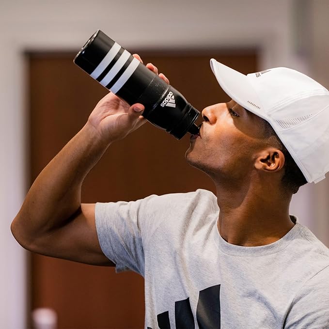 adidas 750 ML (28 oz) Stadium Refillable Plastic Sport Water Bottle, Bold Blue/Silver Metallic, One Size